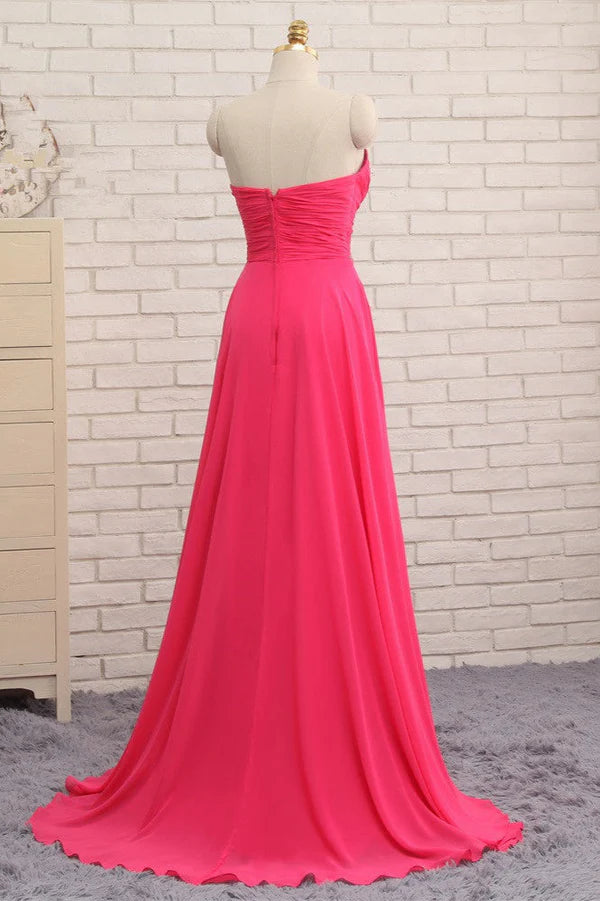Weitese Dress Chic Strapless Sweetheart Watermelon Party Dresses A-Line Ruffles Crystals Evening Dresses Prom Dress